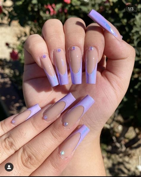 acrylic nails with purple tips